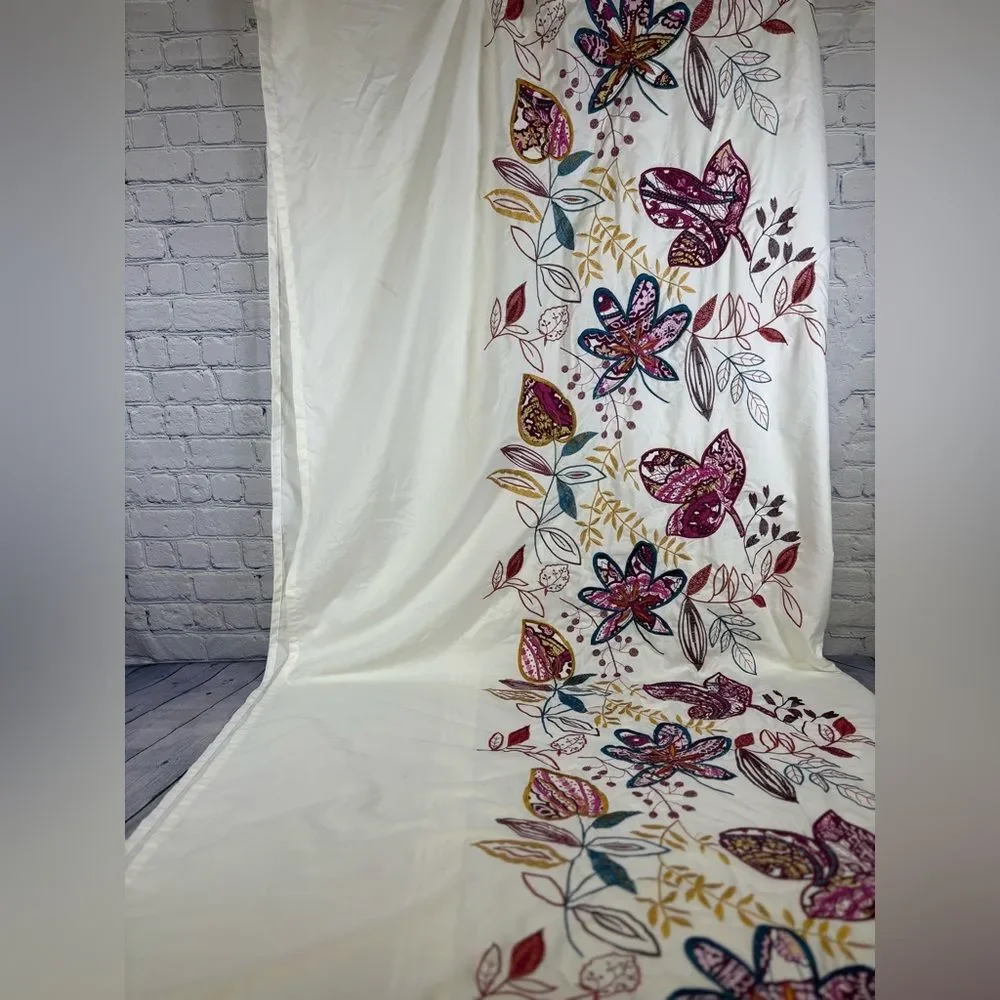 Bacova Molly Blue Purple Embroidered Garden Floral Boho Cottage Shower Curtain
